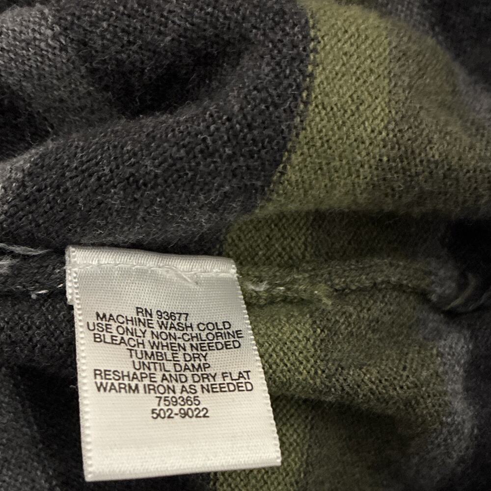 Claiborne Men's XL Green Black Gray Striped V-Neck Cotton Knit Pullover - Picture 5 of 5